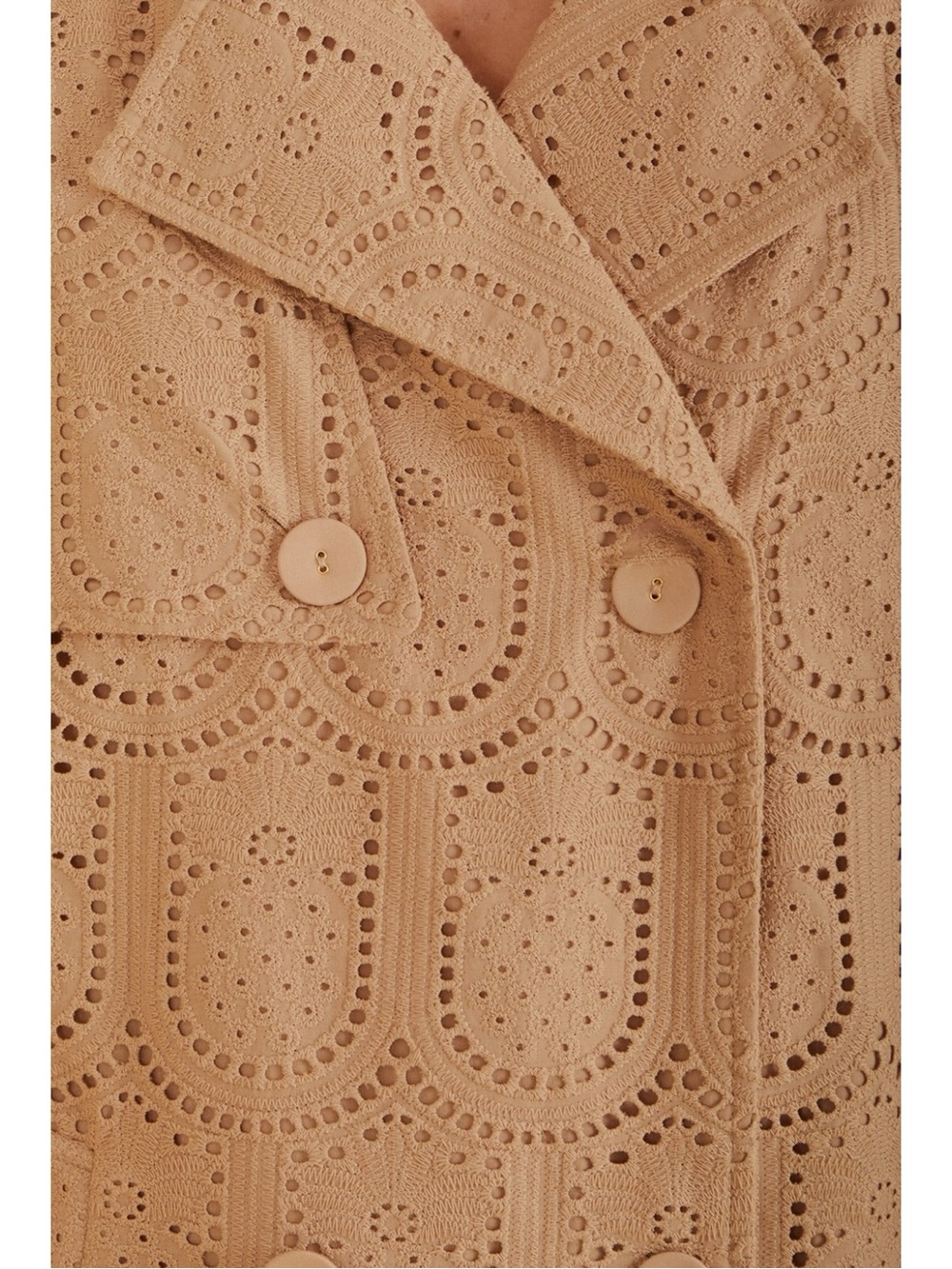Farm Rio Khaki Pineapple Cotton Eyelet Trench Coat Size Large Neutral Bohemian - Picture 6 of 13